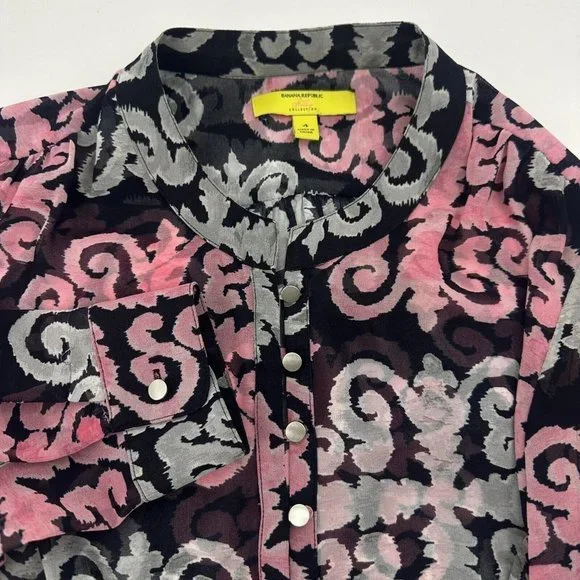 Banana Republic Milly Collection Size 04/13‎ Geometric Navy Multi Tunic Blouse - Picture 3 of 5